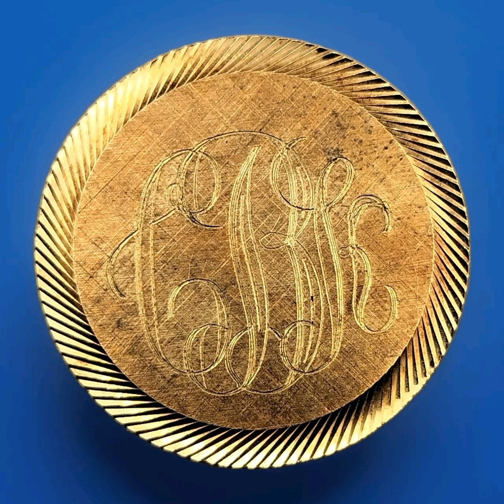 VTG C B K Pin Brooch Monogrammed Lamode Karatclad Gold Tone Brushed